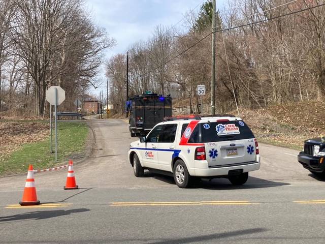 <p>Emergency vehicles are seen responding to Saturday’s reported standoff on Vandermark Road in the Wanamie section of Newport Township.</p>
<p>Kevin Carroll | Times Leader</p>