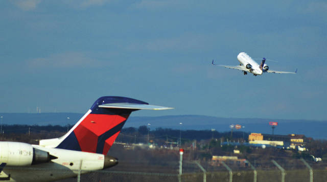 127200338_web1_WBScrantonInternationalAirport3
Jets are seen at the Wilkes-Barre/Scranton Airport in this file photo. At Thursdays virtual meeting of the Bi-County Airport Board, Gary Borthwick, Assistant Airport Director, reported that passenger enplanements for the month of May 2021, increased 309.5% to 14,853 from 3,627 in the month of May 2020.
Times Leader file photo