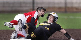 
			
				                                Lake-Lehman’s Abby Beyer is tagged out by Holy Redeemer’s Bella Boylan at second base in the first inning Monday.
                                 Fred Adams | For Times Leader

			
		
