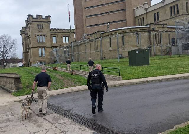 130545197_web1_prisonuse
Law enforcement with K-9 dogs checked the Luzerne County Correctional Facility in Wilkes-Barre Thursday as part of an Operation Clean Sweep, according to county Manager Romilda Crocamo.
Ed Lewis | Times Leader
