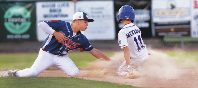 130764492_web1_pl_bk2_faa
Back Mountain Nationals Nick Federici goes for the tag on Plains Will McKeown in the first inning.
Fred Adams | For Times Leader