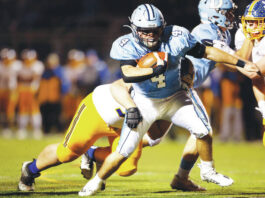 
			
				                                Dallas running back Dylan Geskey picks up a first down against Valley View in last year’s District 2 Class 4A championship game. The teams meet in the title game once again Friday night at Valley View.
                                 Fred Adams file photo | For Times Leader

			
		