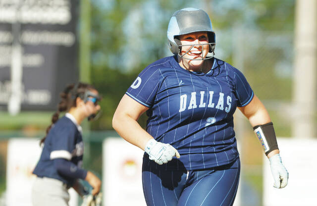 131527732_web1_dal_ber6_faa
Dallas Carolyn Comitz is all smiles as she runs the bases after hitting a game-ending, three-run home run in the sixth inning.
Fred Adams | For Times Leader