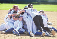 
			
				                                Mid Valley starting pitcher Ava Hazelton (left top) is all smiles as her teammates celebrated their 6-4 win over Lake-Lehman for the District 2 Class 3A softball title.
                                 Tony Callaio | For Times Leader

			
		