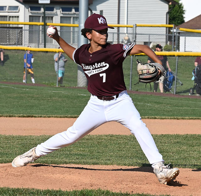 131631141_web1_KFF-BM-Nationals-1
Kingston/Forty Fort winning pitcher Kye Kushnir went the distance in capturing the District 31 Major Baseball championship, defeating Back Mountain National at Jenkins Twp. Field on Monday evening.
Tony Callaio | For Times Leader