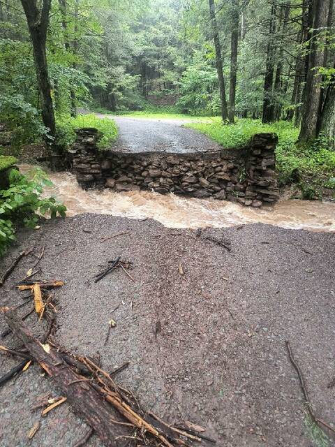 131645944_web1_bridge
The Luzerne County-owned Kyttle Pike Road Bridge in Ross Township was blown out during flooding Monday.
Submitted Photo