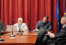 
			
				                                Luzerne County’s Ethics Commission voted Monday to seek county council approval for an ethics code change so two ethics complaints from June can be unsealed and processed. Commission members in attendance included, from left, county Administrative Services Division Head Jim Rose (the county manager’s designee), county Controller Walter Griffith and citizen Ben Herring. Commission Solicitor William Lawrence is seated at right.
                                 Jennifer Learn-Andes | Times Leader

			
		