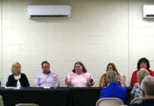 
			
				                                Luzerne County Manager Romilda Crocamo, at center, makes a point during Thursday’s town hall at the Bear Creek Township municipal building. Seated, from left, are: Correctional Services Division Head James Wilbur; grant writer Michele Sparich, who has been temporarily overseeing operational services; Chief Solicitor Harry W. Skene; Crocamo; Budget/Finance Division Head Mary Roselle; Human Services Division Head Megan Stone; and Administrative Services Division Head Jim Rose.
                                 Jennifer Learn-Andes | Times Leader

			
		