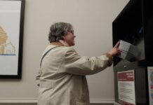 
			
				                                During a public demonstration in April, former Luzerne County election board member Audrey Serniak inserts a mock mail ballot into a drop box with enhanced security features.
                                 Jennifer Learn-Andes | Times Leader File Photo

			
		