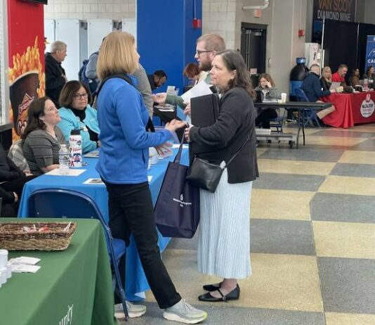 
			
				                                Geisinger recruiters interacted with job seekers at the Times Leader’s career expo in April.
                                 Times Leader File Photo

			
		