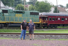 
			
				                                Standing at Reading Blue Mountain & Northern Railroad Co.’s Pittston station in August, company Chairman/CEO Andy M. Muller Jr., right, and Matt Fisher, senior vice president and general manager of the company’s passenger department, discussed the company’s interest in purchasing Luzerne County’s rail line.
                                 Times Leader File Photo

			
		