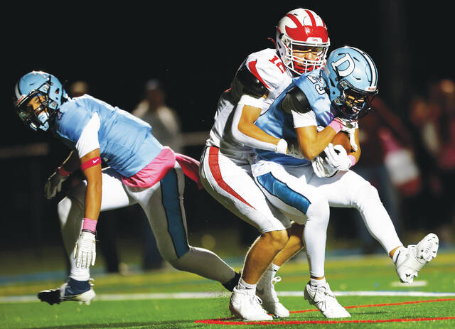 131846368_web1_dal_cr1_faa
Dallas cornerback Tyce Mason intercepts a pass in the end zone meant for Crestwood wide receiver Jack Rodgers to end the first half.
Fred Adams | For Times Leader