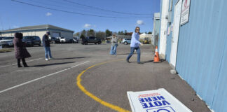 
			
				                                A lone voter arrives to vote in Dallas Twp. on a windy day that toppled the ‘vote here’ sign.
                                 Mark Moran | For Times Leader

			
		