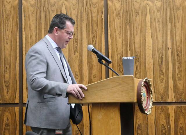 131924896_web1_budget1
Luzerne County District Attorney Sam Sanguedolce presents his proposed 2026 budget request to council during this weeks work session.
Jennifer Learn-Andes | Times Leader