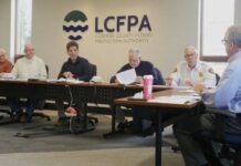 
			
				                                Luzerne County Flood Protection Authority Executive Director Christopher Belleman, at right, discusses the proposed 2026 budget, which does not recommend a levee fee increase, on Tuesday. Board members, from left, are: John Maday, Vice Chairman William Hardwick, Chairman Dominic Yannuzzi, Coray Mitchell and Jay Delaney.
                                 Jennifer Learn-Andes | Times Leader

			
		