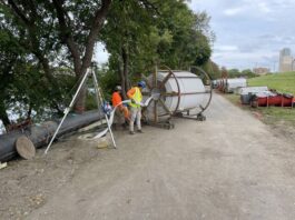 
			
				                                Contractors install steel-reinforced PVC that interlocks as is fed through manholes into a Wyoming Valley Sanitary Authority interceptor line in Wilkes-Barre, creating a new standalone pipe within the existing line.
                                 Courtesy of Wyoming Valley Sanitary Authority

			
		
