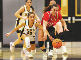 
			
				                                Lake-Lehmans Olivia Corcoran (left) and Holy Redeemers McKenzie Chimock chase a loose ball during the first quarter.
                                 Fred Adams | For Times Leader

			
		