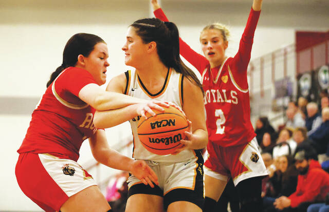 <p>Holy Redeemer’s Kourtney Jezorwski tries to knock the ball from Lake-Lehman’s Sofia Sparacio as she looks to pass in the second quarter.</p>
<p>Fred Adams | For Times Leader</p>