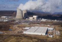 
			
				                                A data center owned by Amazon Web Services, front right, is under construction next to the Susquehanna nuclear power plant in Berwick on Jan. 14, 2025.
                                 AP File Photo

			
		