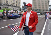 
			
				                                Due to intense backlash from a video he posted, NEPA Republicans founder Theodore T.J. Fitzgerald, shown at a No Kings rally counter-protest in June 2025, cancelled a Feb. 22 United We Stand event he had scheduled in Wilkes-Barre Township and is removing himself and his group from the political scene temporarily, and possibly permanently.
                                 Elizabeth Baumeister | Times Leader File Photo

			
		