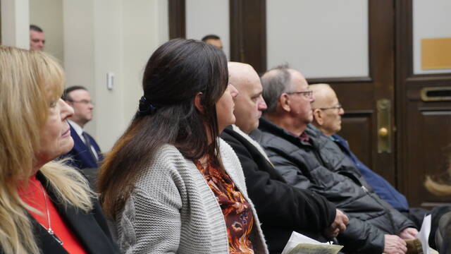 <p>Some Wilkes-Barre Twp. officials attended this week’s Luzerne County Council work session for a discussion about a real estate tax break construction deadline extension request for a warehouse in the municipality.</p>
<p>Jennifer Learn-Andes | Times Leader</p>