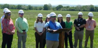 
			
				                                Luzerne County Council Chairman Jimmy Sabatino discusses a $12.5 million project at the county-owned Wyoming Valley Airport during Tuesdays groundbreaking.
                                 Jennifer Learn-Andes | Times Leader

			
		