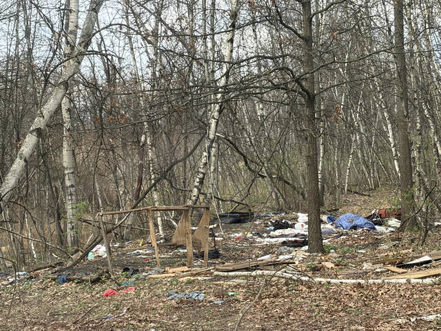 <p>Recent remnants of a homeless campsite in Wilkes-Barre, as documented by a city resident.</p>
<p>Submitted photo</p>